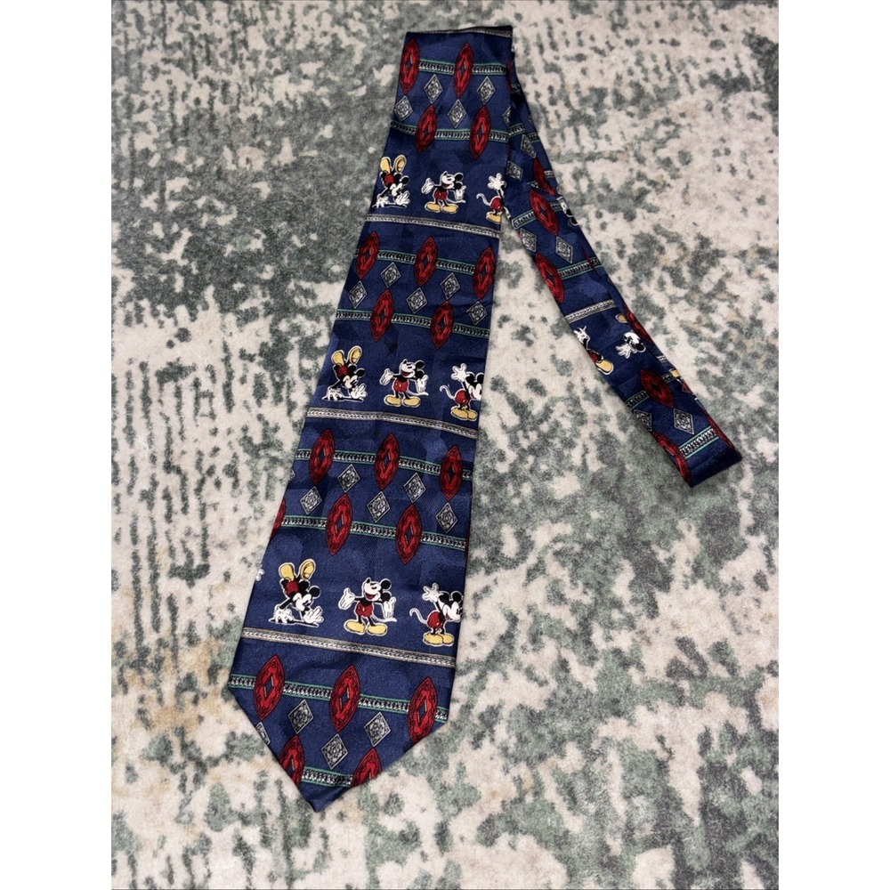 Vintage Walt Disney World Mickey Mouse Print 100% Silk Men's 60" Necktie.